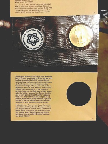 1975 AMERICAN REVOLUTION BICENTENNIAL First Day Cover - Bronze Coin and Stamps - Picture 8 of 8