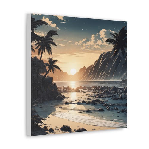 Coastal Serenity: Sunset Beach Canvas Gallery Wrap - Ocean Art, Beach Decor - Picture 18 of 21