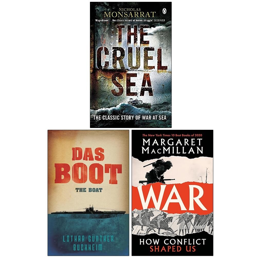 The Cruel Sea, Das Boot & War How Conflict Shaped Us 3 Books Collection Set