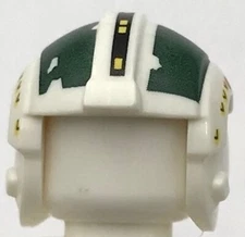 Lego New White Minifigure Headgear Helmet SW Rebel Pilot w/ Dark Green Rectangle