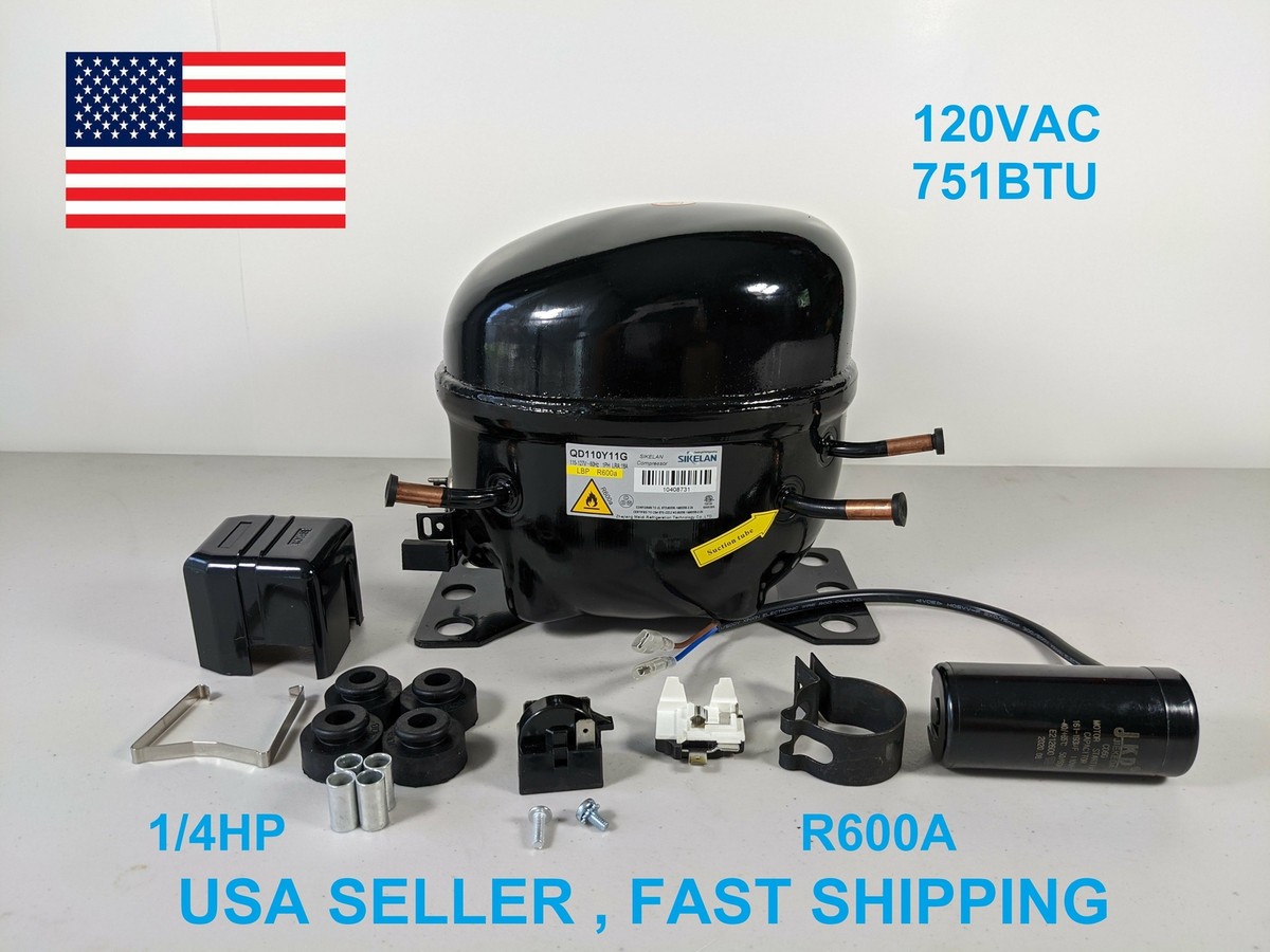 Sikelan QD110Y11G Refrigeration Compressor 1/4HP 751BTU 110-120V