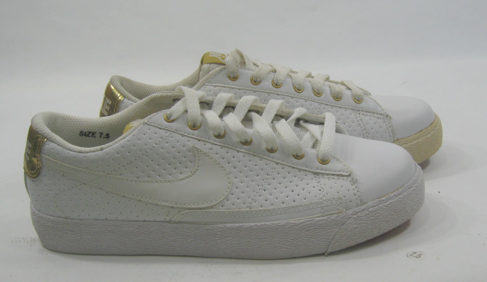 SAOLA NIKE BLAZER SCARPE SNEAKERS BASSE 315876 112 BIANCO ORO uomo TAGLIA 7 5