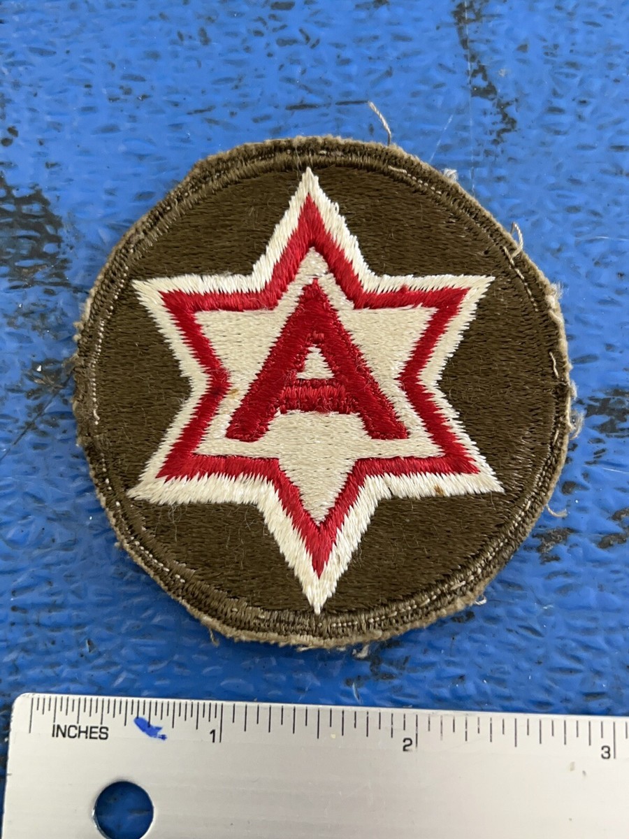 WW2 US 6th Army Patch Shoulder Sleeve Insignia SSI Red White Star OD Border