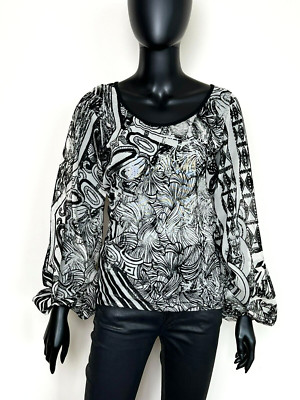 SAVE THE QUEEN leichtes halbtransparentes Oberteil Shirt Bluse mit Ballonärmeln