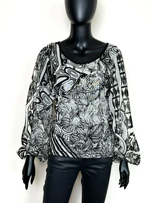 SAVE THE QUEEN leichtes halbtransparentes Oberteil Shirt Bluse mit Ballonärmeln - Bild 1 von 4