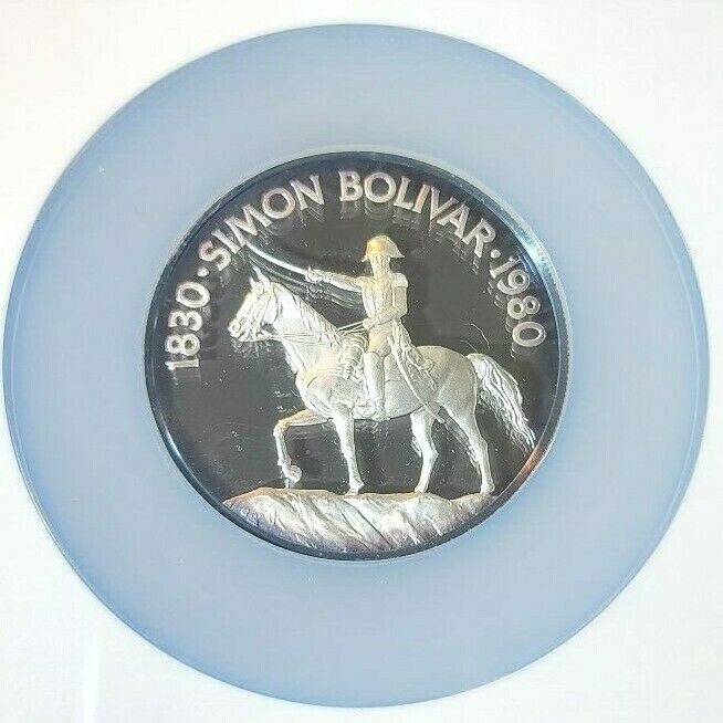 コレクション S.BOLIVAR Republic of Panama 20 BALBOAS 1971 PANAMA 150 Yrs SIMON BOLIVAR 3.8oz Proof Silver 20