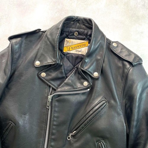 SCHOTT Perfecto 618 Double Steerhide Leather Motorcycle Jacket Black Zip Size 38 - Picture 5 of 10