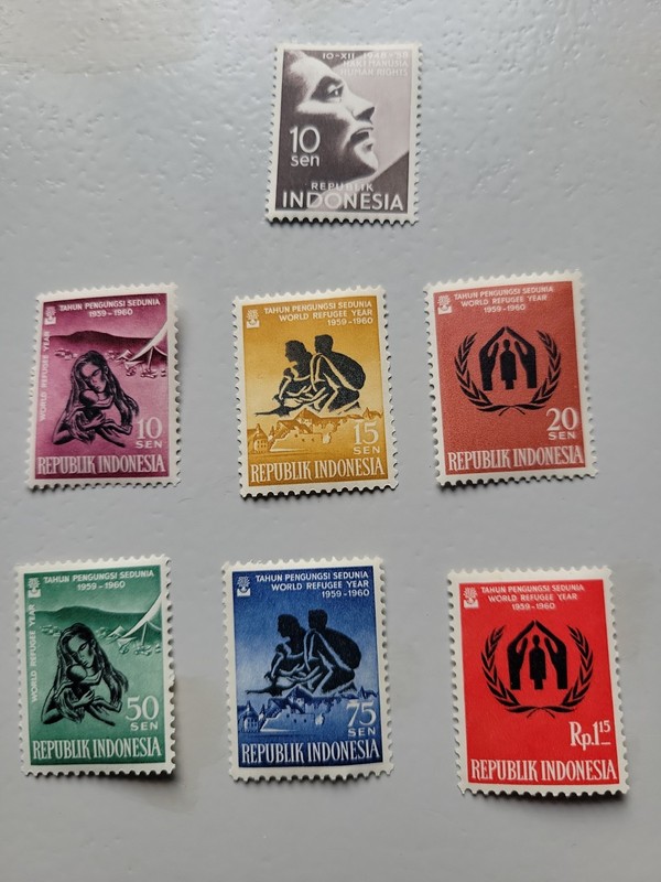 7 Indonesia Stamps. MNH. 1958, 1960. SCOTT 468 And 488-493 Set.