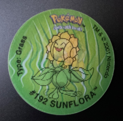 192 Sunflora Sonnflora Pog Tazo Pokemon 2001  Wackelbild Chip Lenticular Walkers