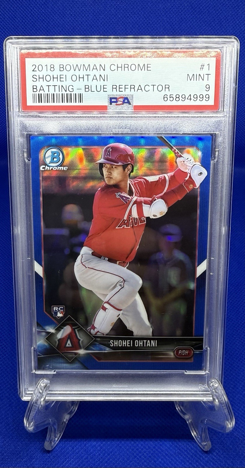 2018 Bowman Chrome Shohei Ohtani Batting-Blue Refractor 105/150 PSA 9