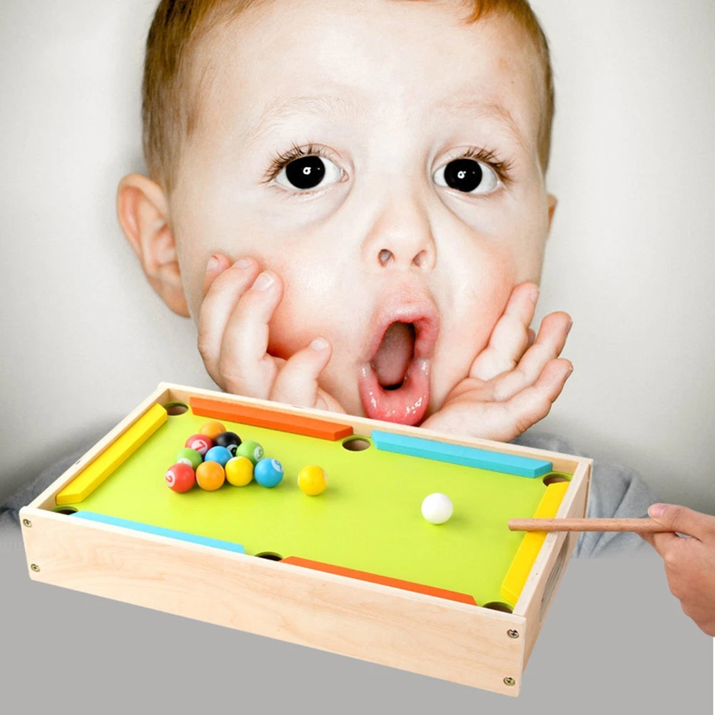Early Learning Mini Wooden Billiards Toy Home Use Interactive Game Props