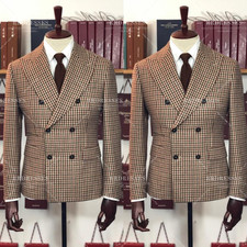 Formal Men's Suit Business Workwear 2Pcs Double Breasted Offical Jacket Tuxedo