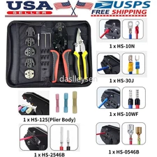 Insulated Cable Connectors Terminal Ratchet Crimping Wire Crimper Plier Tool Set