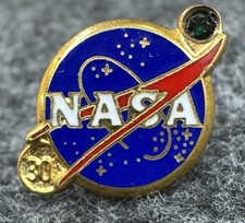 NASA 30 Year Service Pin w/ Green Stone ~ Vin...