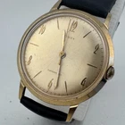 Vintage 65' Timex Marlin Hand-Winding Mechanical Watch Men Gold Tone Leather
