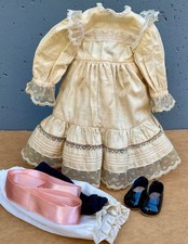 Beautiful Vintage Beige Dress For Antique Doll-Would Fit 12 Inch Doll