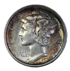 1918 S Mercury Dime - Stunning Rainbow Toning Choice UNC- JAM- 602