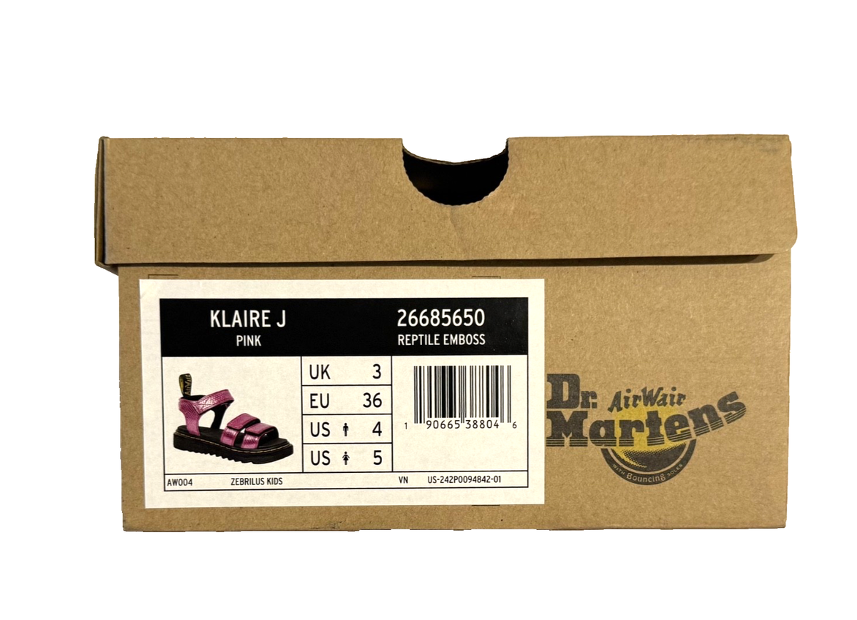Dr. Martens Youth Klaire Girls Metallic Reptile Emboss Sandals