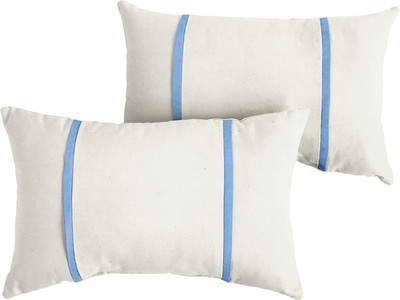 Sunbrella Indoor/Outdoor Lumbar Pillow Set - Ivory & Capri Blue (2 Pack)