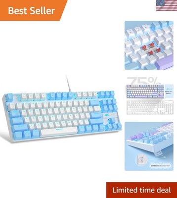 Ergonomic 87-Key TKL Mechanical Keyboard with Red Switch & Blue LED Backlighting