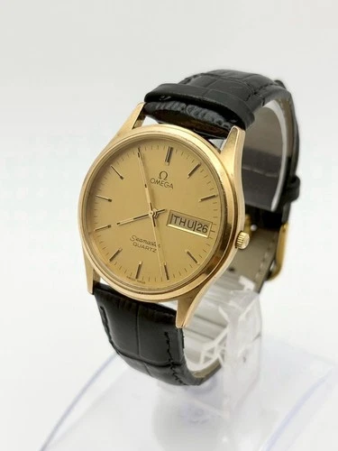 OMEGA Seamaster Quartz Gold Dial Day-Date Men's Watch Vintage Not Working