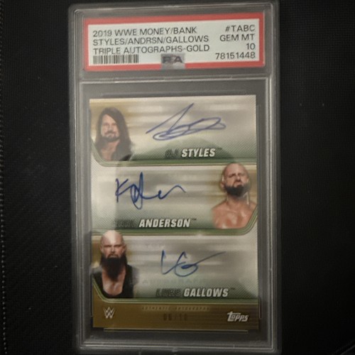 Psa 10 2019 Topps AJ Styles Gallows Anderson WWE Triple Auto Gold /10 Pop 1