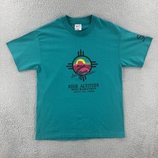 Vtg Hanes L Green Shirt Made In USA Los Alamos NM 1993 High Altitude Marathon