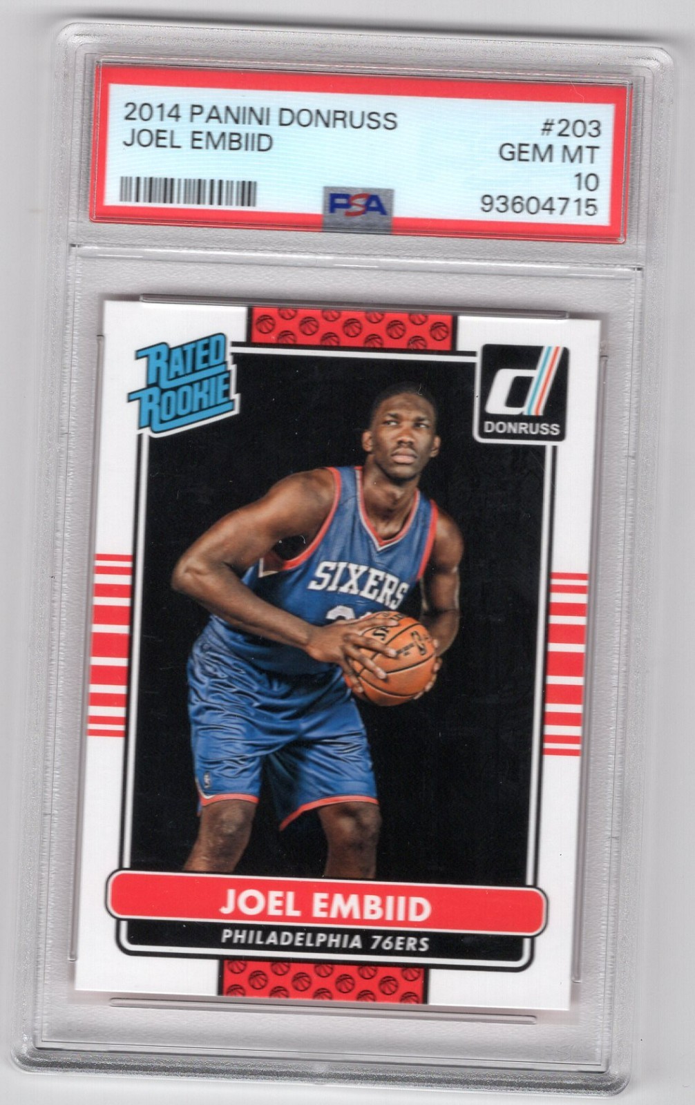 2014-15 Donruss #203 Joel Embiid RC Rated Rookie PSA 10 76'ers