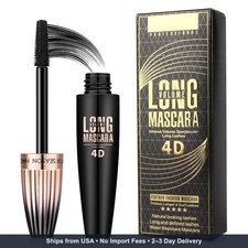 4D Silk Fiber Lash Mascara, Waterproof Long Lasting Mascara Black Volume and Len