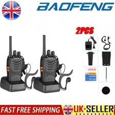 2x Baofeng BF-88E PMR446MHz Walkie Talkie Long Range Two Way Radio + Earpiece UK