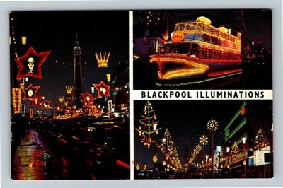 Blackpool Illuminations, Shell Vintage Postcard