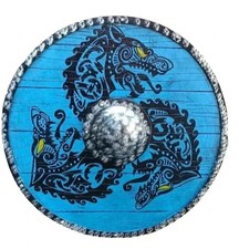 Warrior Shield Round Viking Dragon Battle Design Shield Medieval Wooden 24"