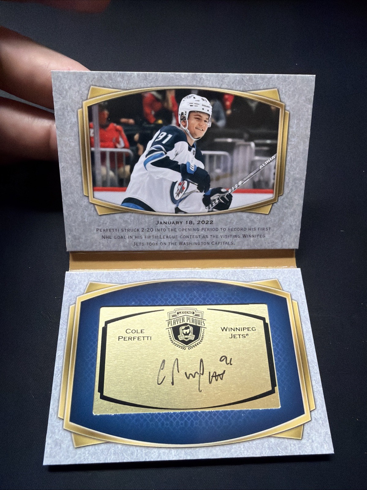 2021-22 Upper Deck The Cup Cole Perfetti Plaques Booklet Autograph 01/35 #PP-CP