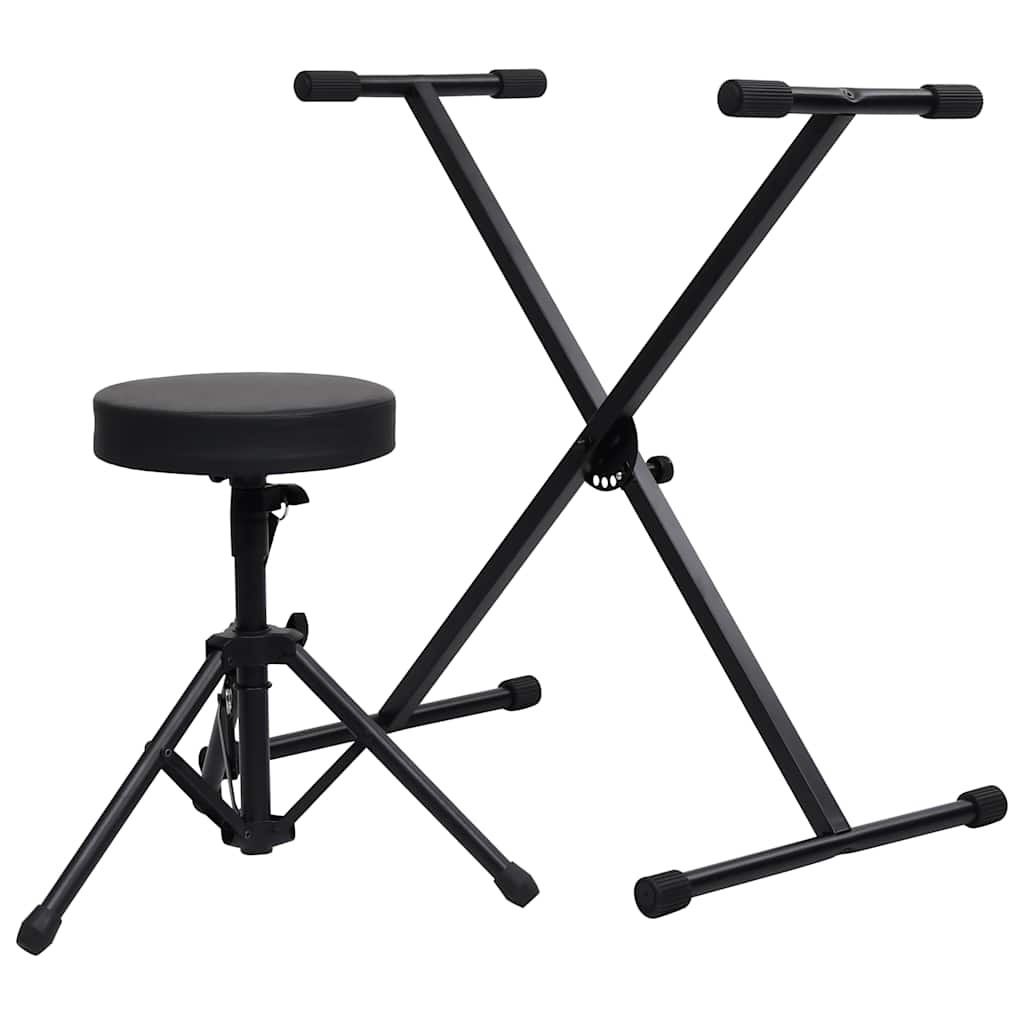 Supporto per Tastiera Set con Sgabello Nero Stand Porta Pianola Gambe vidaXL
