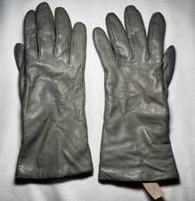 ARIS Women  s Size 7.5 Light Gray Leather Gloves 100 Cashmere Lined Vintage