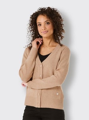 Kaschmir Strickjacke beige 42 Creation L Damen Merino-Kaschmir-Cardigan 7.4710