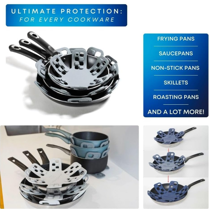 Protectores de silicona 6 pzs para apilar ollas y como salvamanteles para platos