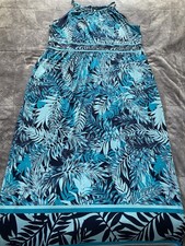 Roz & Ali Women’s Size 24 Teal Floral Pattern Long Dress