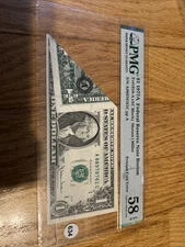 1977 A  $1 Federal Reserve Note PMG 58 printed fold over error Boston