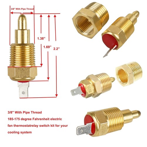 Radiator Dual Electric Fan Relay Kit Temperature Sensor Switch 185 On 175 Off - Picture 5 of 5