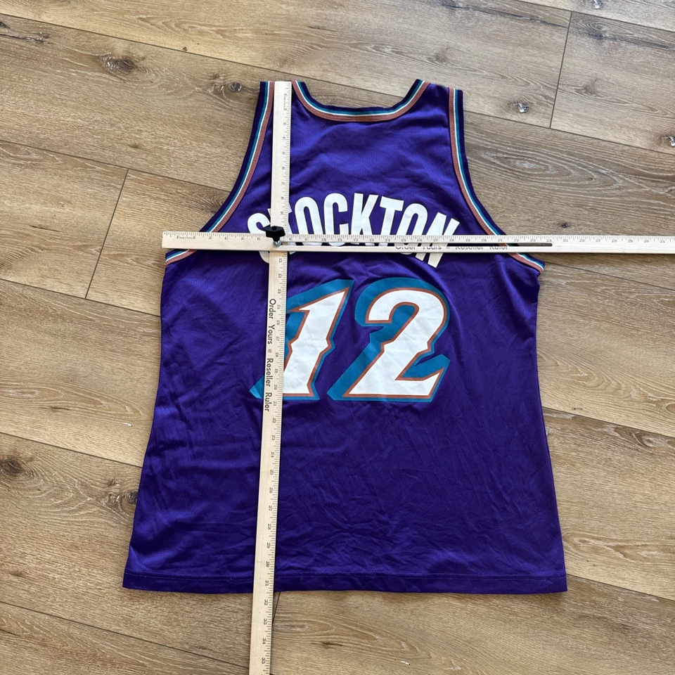 Vintage Utah Jazz Champion Jersey Mens XL 48 John Stockton NBA - Image 3 of 4