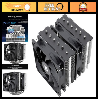 High-Performance CPU Cooler, 6 Heat Pipes, Dual 120mm PWM Fans, AMD/Intel Compat