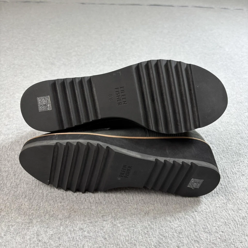 Botas Eileen Fisher para mujer talla 8,5 gris cuña Chelsea plataforma cuero nobuck Foto 2 de 4