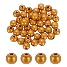 50 Pcs Natural Wooden Beads for Crafts, Light Gold 16mm Dia, 4mm Hole 