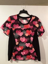 Cherokee Workwear Womens Scrub Top Medium Valentines