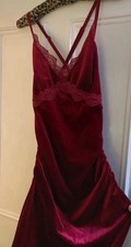 CIDER Burgundy Velvet Midi Dress Lace Detail UK S 8-10 BNWT ❤️