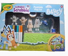Crayola Scribble Scrubbie Bluey Poolside Play Set w/ 4 Characters 8 Markers