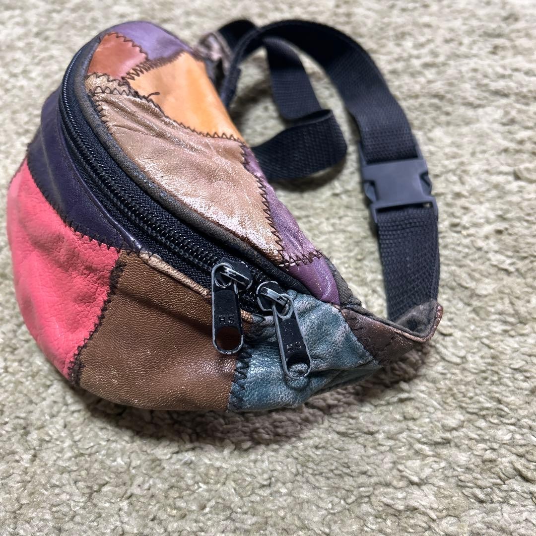Leather Waist Pouch Multicolor Patchwork Leather … - image 4