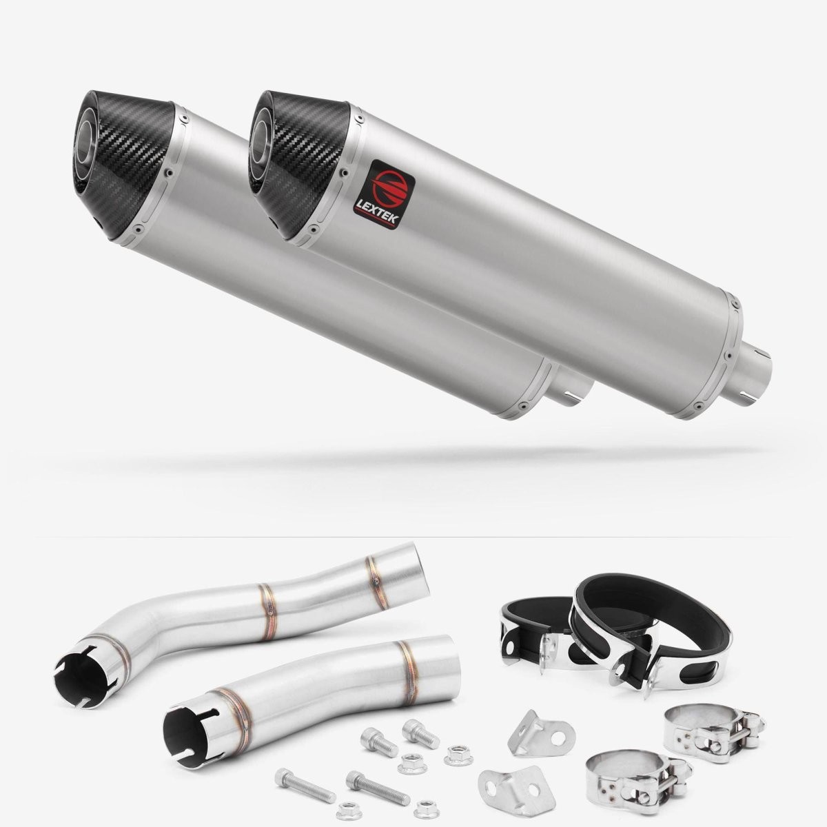 Lextek Stainless Steel RP1 Brushed 400mm Exhaust with Link Pipe Silencer Rear