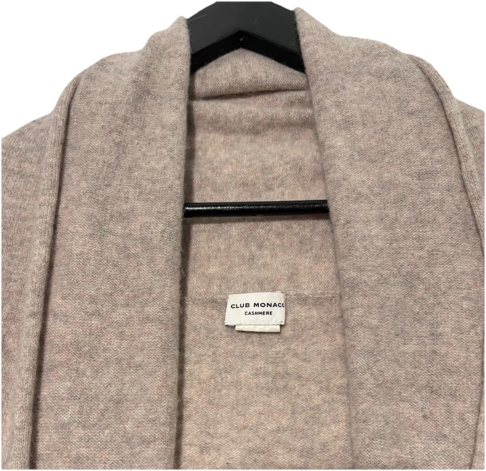 Suéter Club Monaco 100 % cachemir para mujer mediano avena frente abierto cárdigan Foto 2 de 4